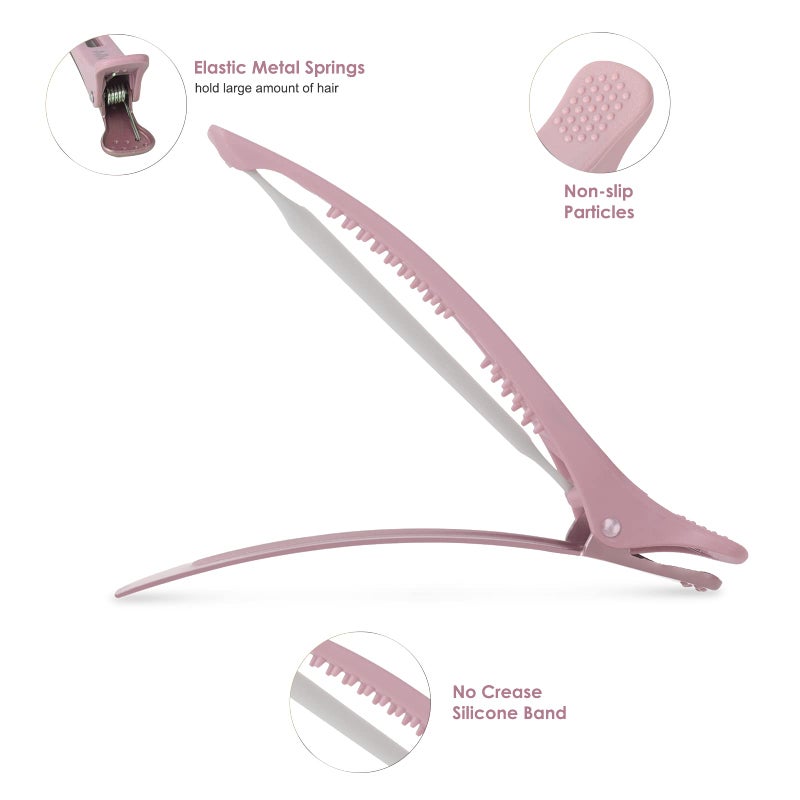 AIMIKE 6pcs Professional Hair Clips for Styling Sectioning, Anti-Slip No-Trace Duck Billed Hair Clips with Silicone Band, Salon and Home Hair Cutting Clips for Hairdresser, Women, Men - 4.3â€ Long - Image 3