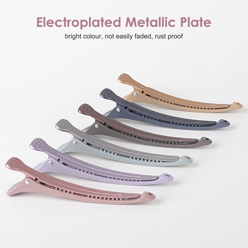 AIMIKE 6pcs Professional Hair Clips for Styling Sectioning, Anti-Slip No-Trace Duck Billed Hair Clips with Silicone Band, Salon and Home Hair Cutting Clips for Hairdresser, Women, Men - 4.3â€ Long - Image 2