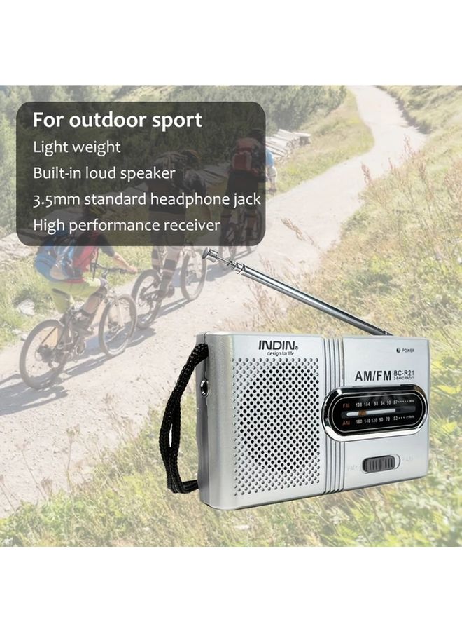 Silvery Portable AM FM Radio with Loudspeaker Long Range Reception for Indoor Outdoor Emergency Use - Image 5