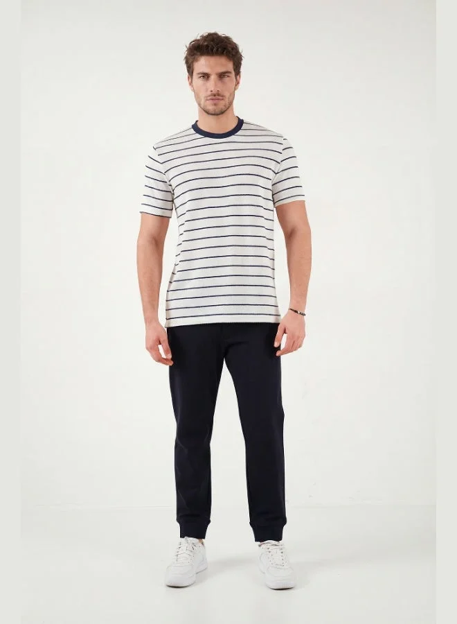 بوراتي Buratti Cotton Regular Fit Striped Crew Neck T-Shirt Men's T-SHIRT 5904039