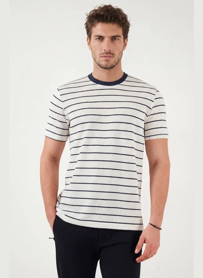 بوراتي Buratti Cotton Regular Fit Striped Crew Neck T-Shirt Men's T-SHIRT 5904039