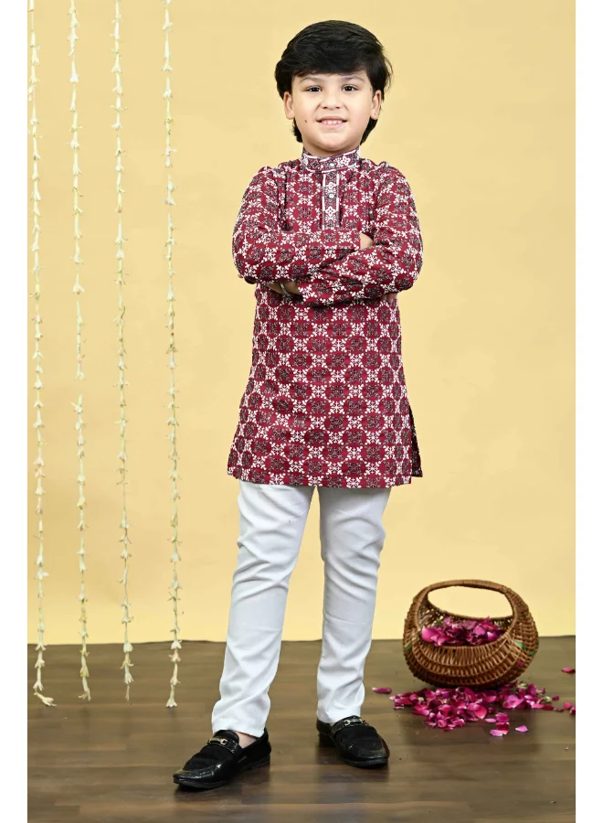 BT DEZINES Maroon Kurta Pajama Set for Boys