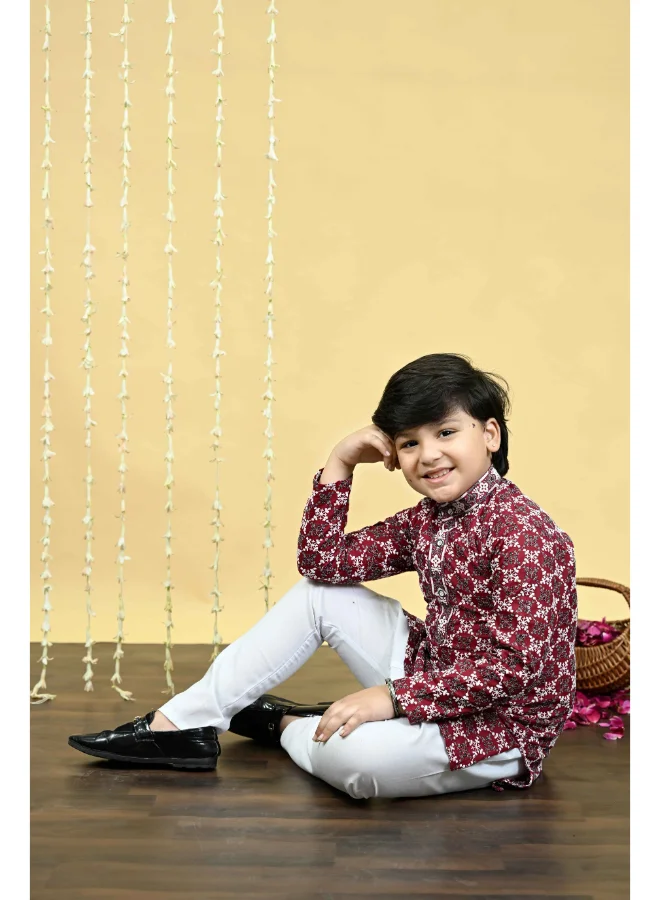 BT DEZINES Maroon Kurta Pajama Set for Boys