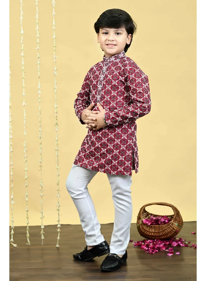 BT DEZINES Maroon Kurta Pajama Set for Boys