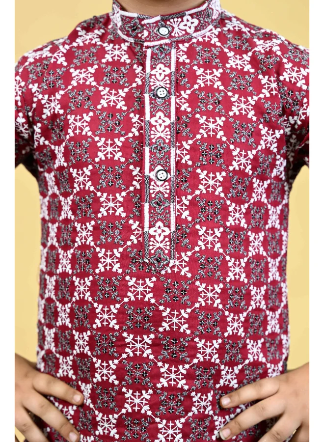 BT DEZINES Maroon Kurta Pajama Set for Boys