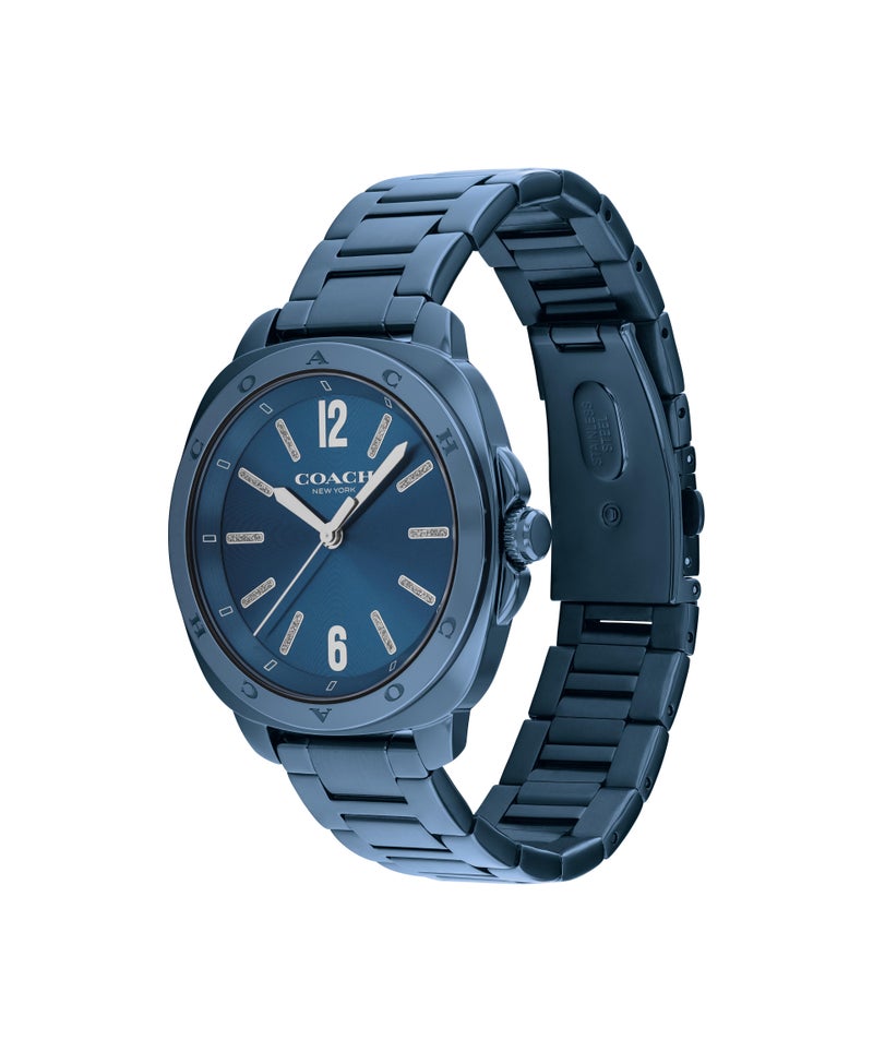 COACH Tonneau Analog Women'S Ionic Plated Blue Steel Case  Watch - Image 1