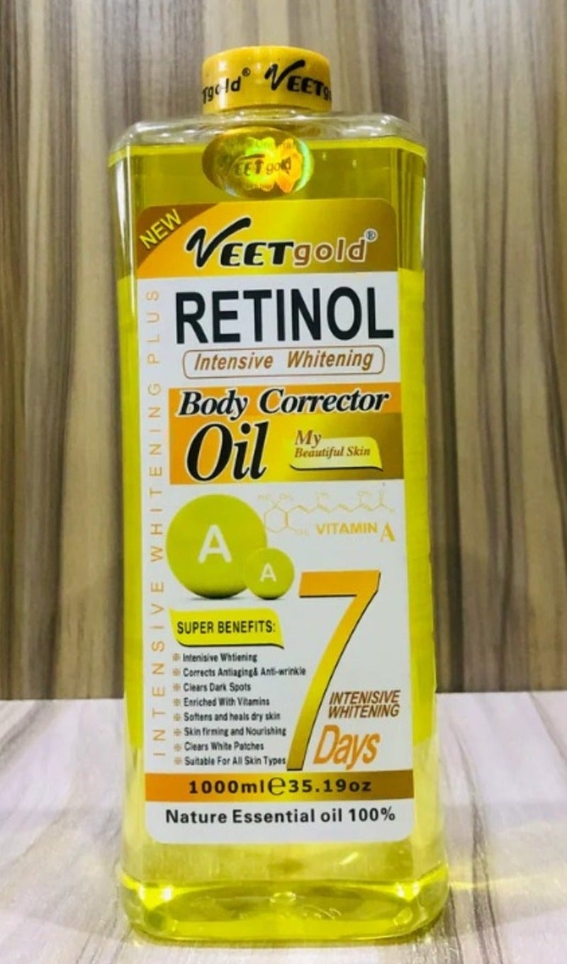 Veet gold Retinol Vitamin A Face & Body Oil 1000ml – Anti-Aging Brightening Oil for Wrinkles, Dark Spots & Hydrated Glowing Skin - Image 2