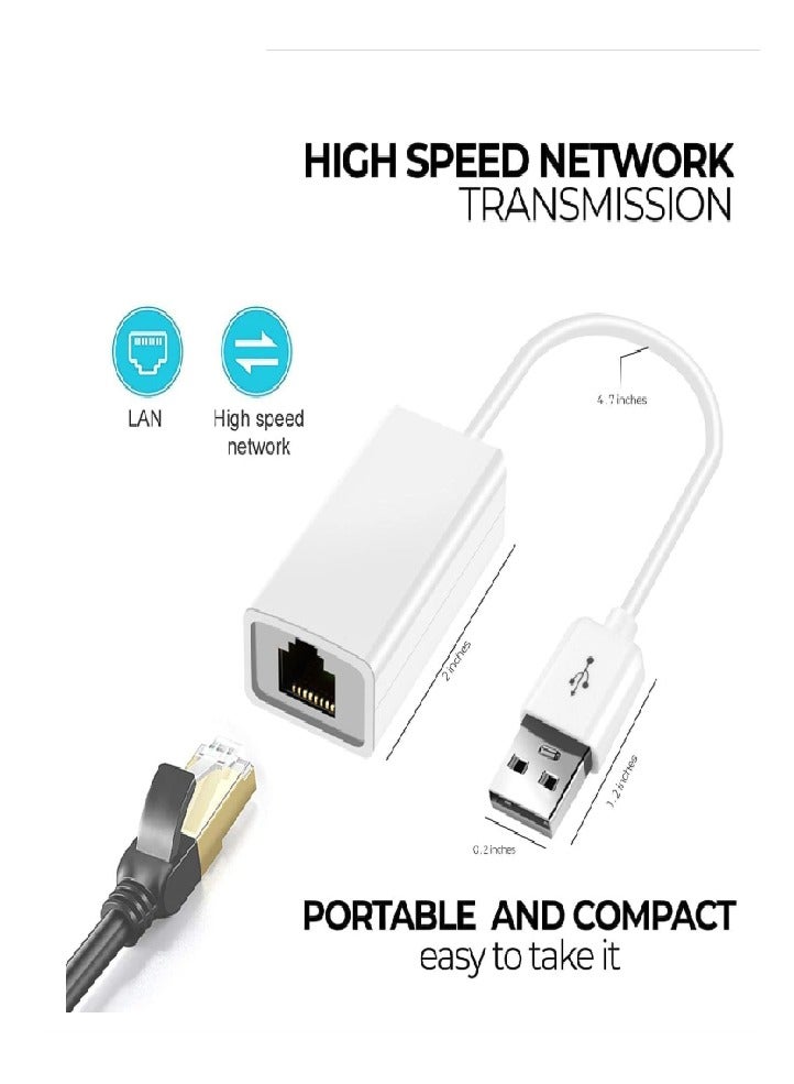 USB 2.0 Ethernet Network Adapter extender to fire internet for PC, Laptop, TV, Apple MacBook, Printer, Converter, LAN RJ45 Cable, and Powerline Socket Switch Port Plug wireless wifi router booster t - Image 3