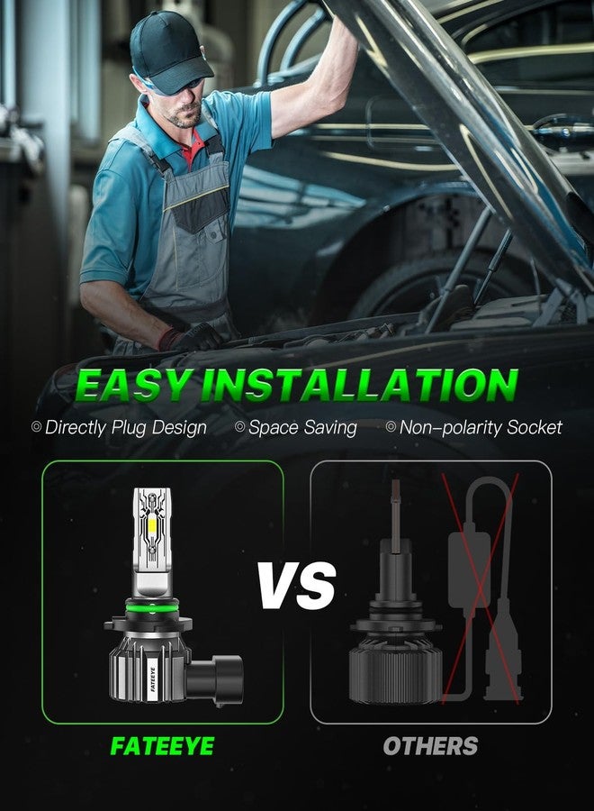 FateEye 9005 9006 LED Light Bulbs Combo 20000LM 9005/HB3 High Beam 9006/HB4 Low Beam Bulb LED Fog Light Kit 1:1 Size 6500K Super Bright Bulb Kit - Image 3