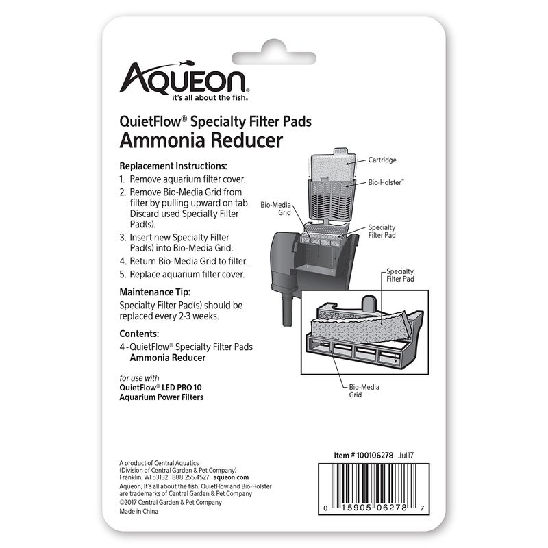 Aqueon QuietFlow LED PRO Ammonia Reducer 4 Count Filter Pads for Model 10 - Image 3