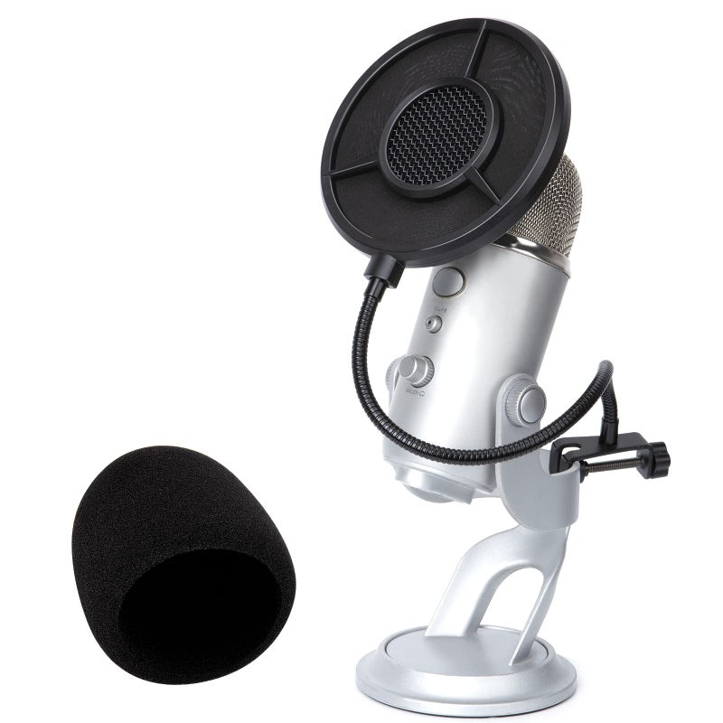 YOUSHARES Blue Yeti Pop Filter Foam Windscreen 55 Inch Diam 6 Layers Pop Filter for Mic Cover Yeti Pop Screen Compatible with Blue Yeti Microphone Professional Metal Pop Filter by YOUSHARES - Image 2