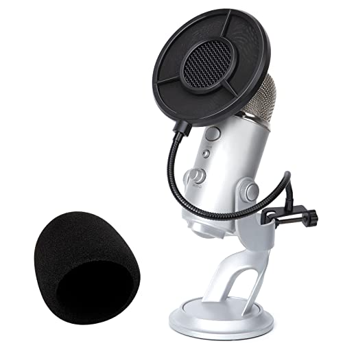 YOUSHARES Blue Yeti Pop Filter Foam Windscreen 55 Inch Diam 6 Layers Pop Filter for Mic Cover Yeti Pop Screen Compatible with Blue Yeti Microphone Professional Metal Pop Filter by YOUSHARES - Image 1