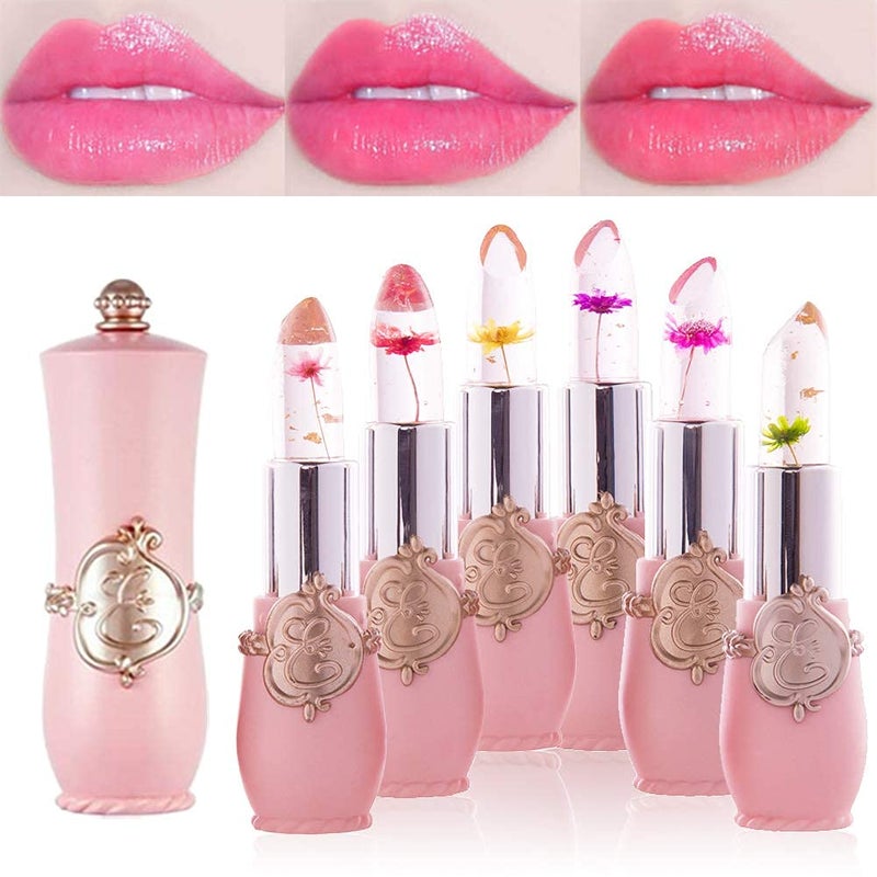 BINGBRUSH 2Pcs Ph Lipstick Color Changing,Pink Crystal Jelly Flower Clear Mood Long Lasting Labiales Lip Care Moisturizer Lip Balm Korean Magic Lip Gloss 24 Hours Lip Tinted Stain Makeup Set for Women - Image 5