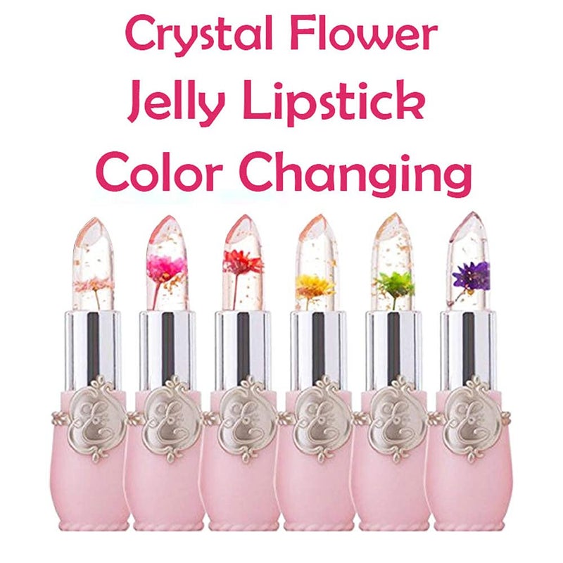 BINGBRUSH 2Pcs Ph Lipstick Color Changing,Pink Crystal Jelly Flower Clear Mood Long Lasting Labiales Lip Care Moisturizer Lip Balm Korean Magic Lip Gloss 24 Hours Lip Tinted Stain Makeup Set for Women - Image 4