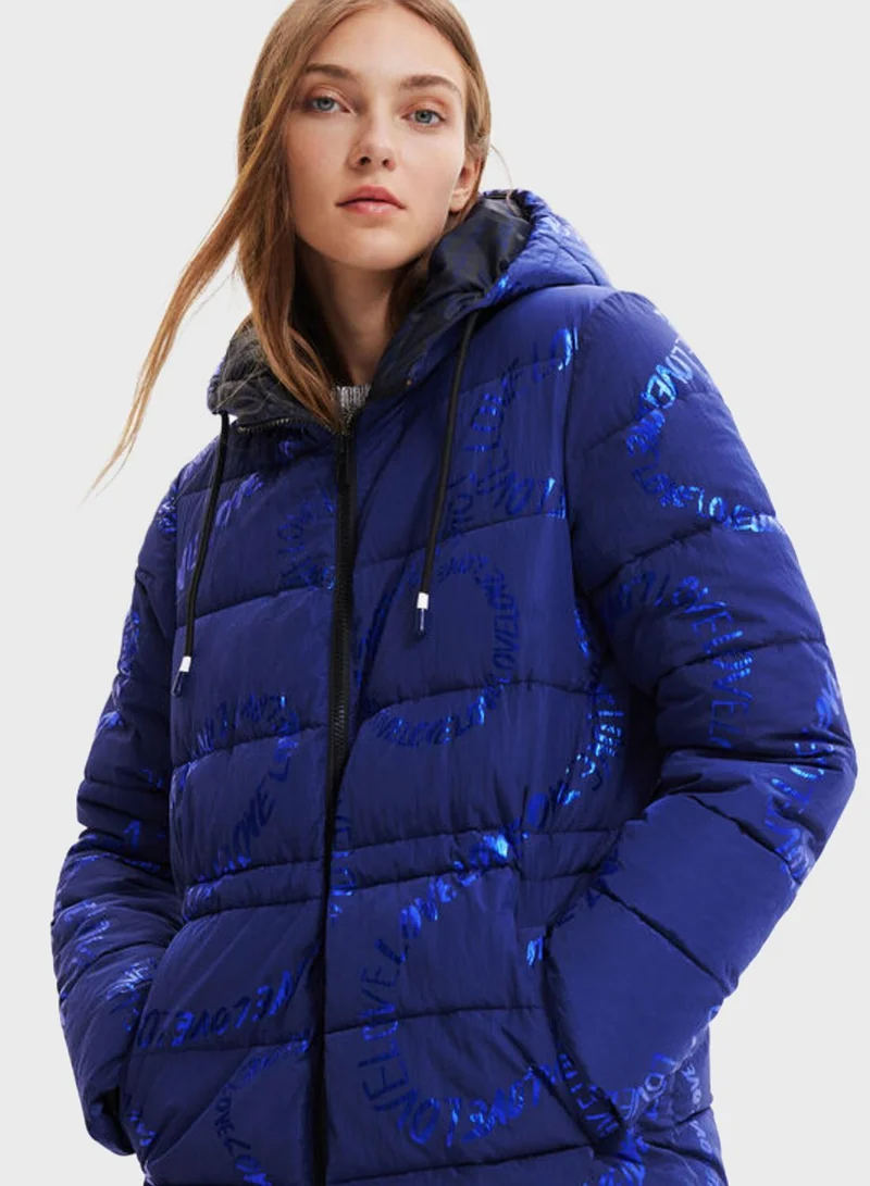 DESIGUAL Zip Through Hooded Jacket