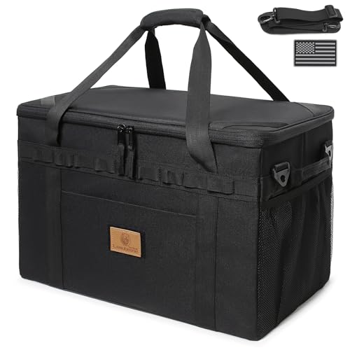 Lemubeane Tactical Camping Storage Bag Utility Tote Bag Camping Kitchen Organizer with Axe Holder Shoulder Strap Black Medium 38L - Image 1