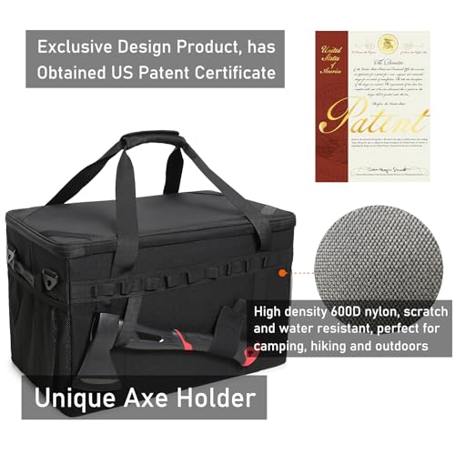 Lemubeane Tactical Camping Storage Bag Utility Tote Bag Camping Kitchen Organizer with Axe Holder Shoulder Strap Black Medium 38L - Image 3