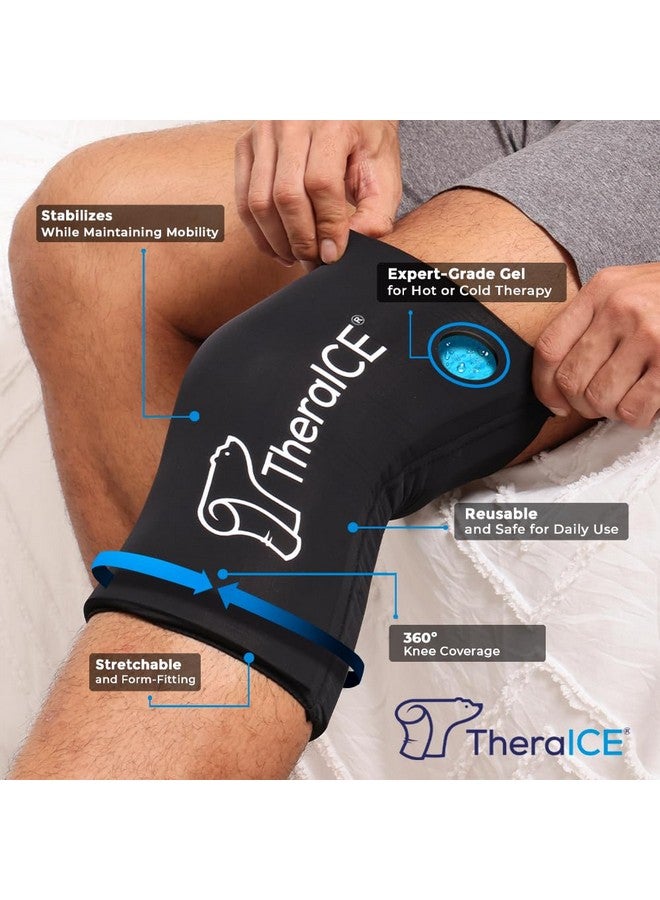 TheraICE TheraICE Knee Ice Pack Wrap Compression Sleeve for Injuries, Reusable Gel Cold Packs Brace Also for Elbow, Ankle & Calf - Flexible Cold Wrap Recovery for Meniscus, ACL, MCL Pain Relief (M)  - Image 2