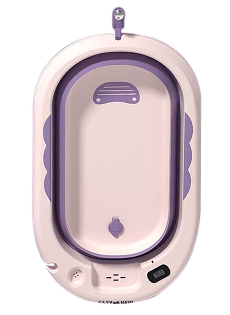 Eazy Kids Eazy Kids Temperature Controlled Foldable  Bathtub w/ Intelligent Temperature Monitoring Thermometer and Baby Head Shampoo Wash Rinse Mug - Purple  - Image 1