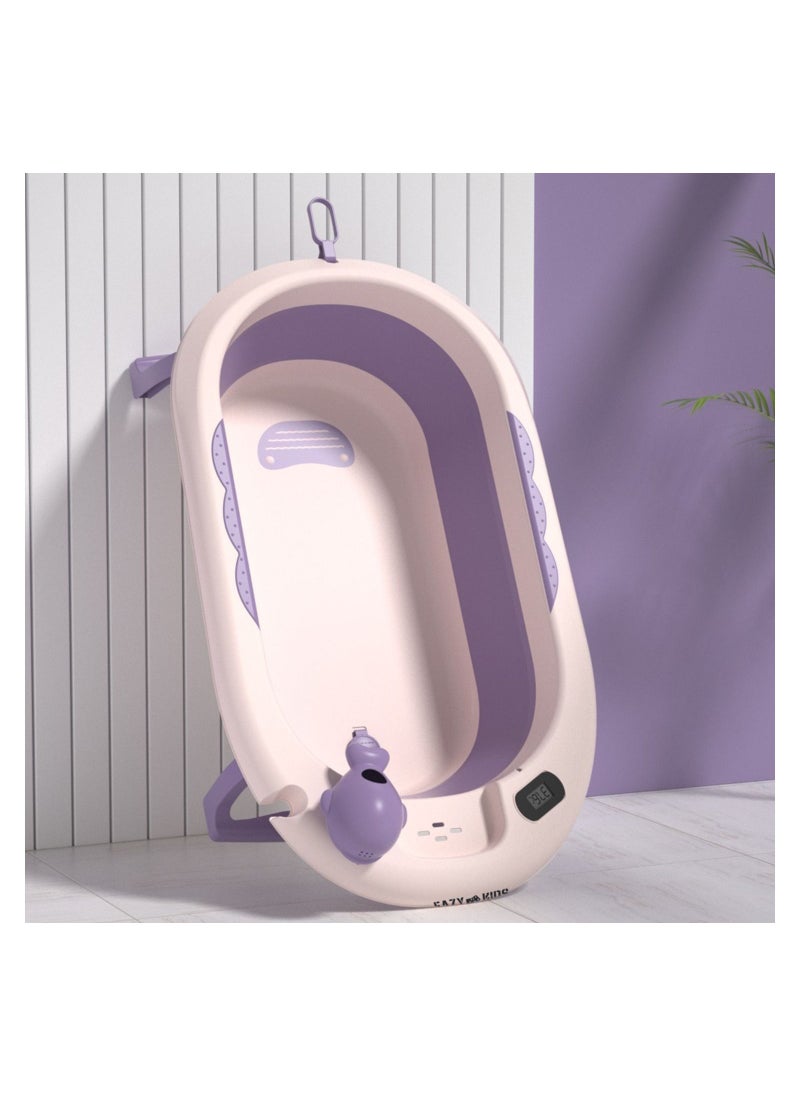 Eazy Kids Eazy Kids Temperature Controlled Foldable  Bathtub w/ Intelligent Temperature Monitoring Thermometer and Baby Head Shampoo Wash Rinse Mug - Purple  - Image 2