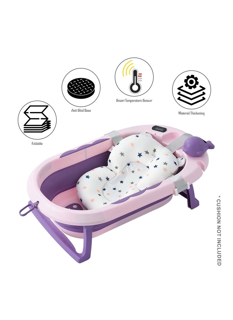 Eazy Kids Eazy Kids Temperature Controlled Foldable  Bathtub w/ Intelligent Temperature Monitoring Thermometer and Baby Head Shampoo Wash Rinse Mug - Purple  - Image 5