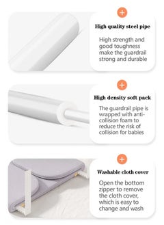 Gonice Toddler Bed Rails, Foldable Bed Rail for Toddlers, Baby Bed Rail Guard with Reinforced Anchors, Travel Bed Rails for Cribs, Twin, Double to etc Grey 120cm（1PCS）  - Image 5