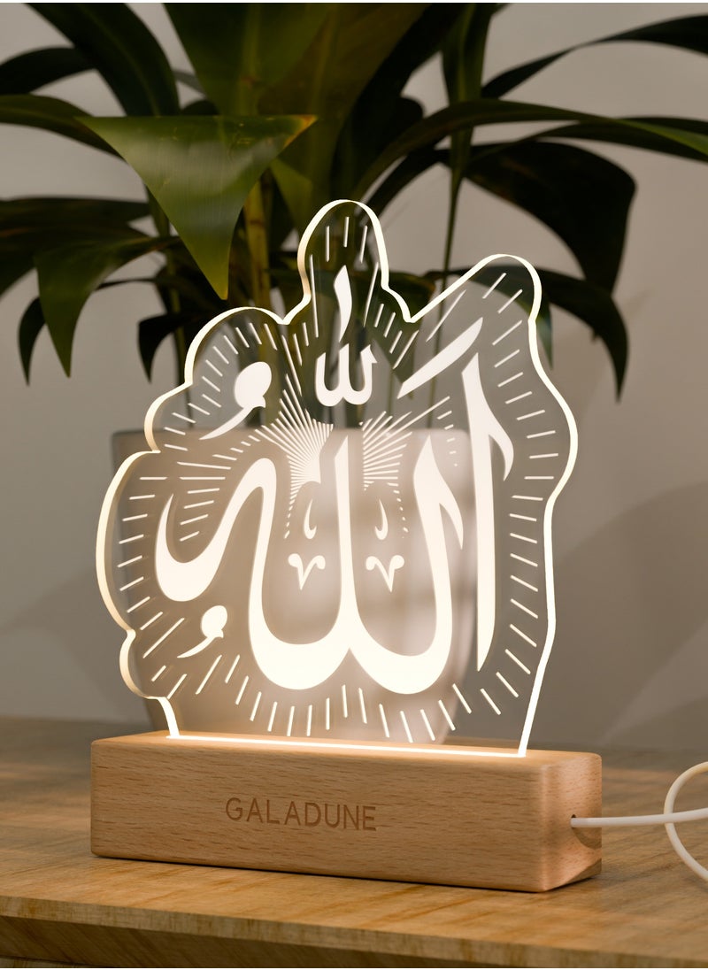 GALADUNE LED Acrylic Night Light, Allah Text, Suitable for Ramadan and Islamic Celebrations, Home Decor, Cafe Decor, Night Lighting  - Image 4