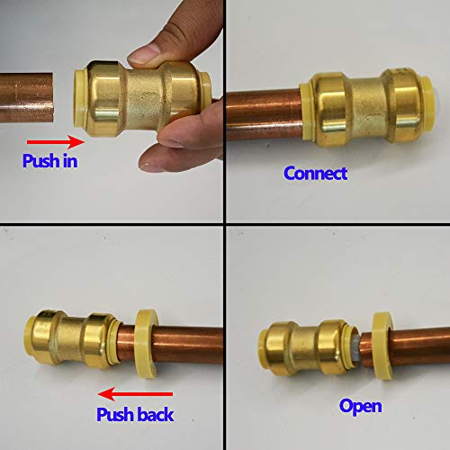 HQMPC Pex Fittings 3/4 inch Straight Coupling Push Fit PEX Fitting, Push-to-Connect Copper, CPVC, No Pb Brass Plumbing Fit (6PCS, 3/4") - Image 5