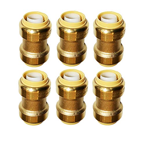 HQMPC Pex Fittings 3/4 inch Straight Coupling Push Fit PEX Fitting, Push-to-Connect Copper, CPVC, No Pb Brass Plumbing Fit (6PCS, 3/4") - Image 1