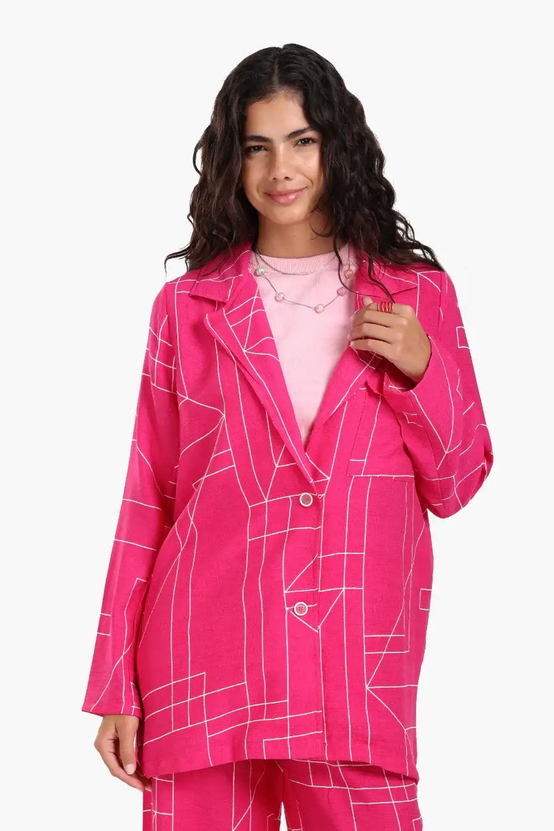 Carina Linear Print Lounge Jacket - Image 1