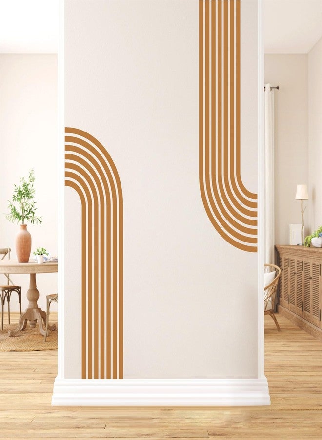 Kazova Brown Arch Wall Decal - Large Modern Boho Headboard Stickers Abstract Peel and Stick Retro Boho Wall Decals for Living Room, Bedroom, Office Decor - Image 3