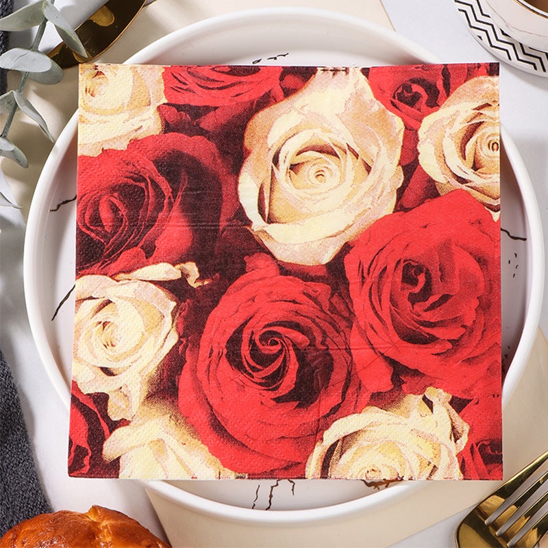 Supply Spot New Leaves Color Printing Napkin Paper Towel Western Restaurant Bakery For Facial Tissue - Image 1