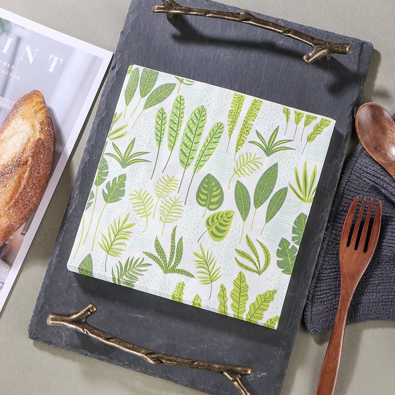 Supply Spot New Leaves Color Printing Napkin Paper Towel Western Restaurant Bakery For Facial Tissue - Image 3