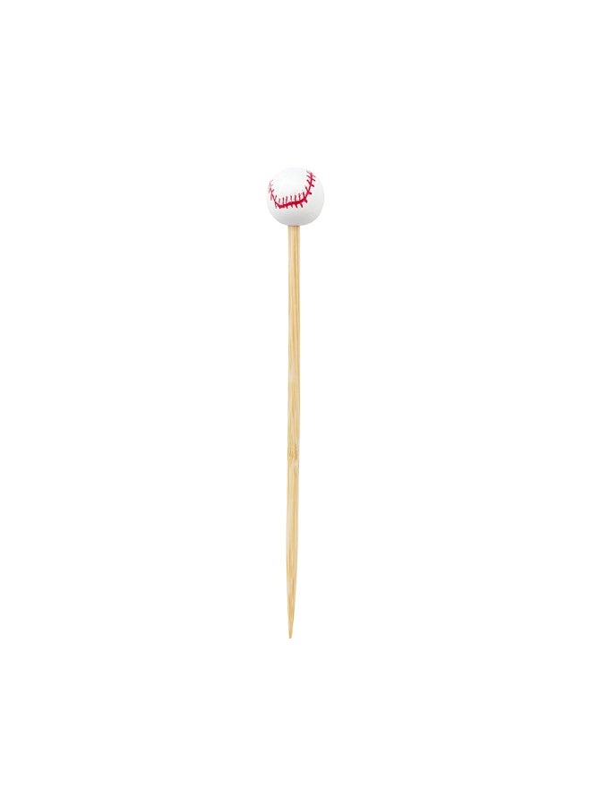 Restaurantware 4 Inch Baseball Cocktail Picks, 1000 Sturdy Food Picks - Hand-Painted, White And Red Bamboo Wood Skewers, For Sports Themed Parties And Events, Birthday, Restaurant  - Image 1