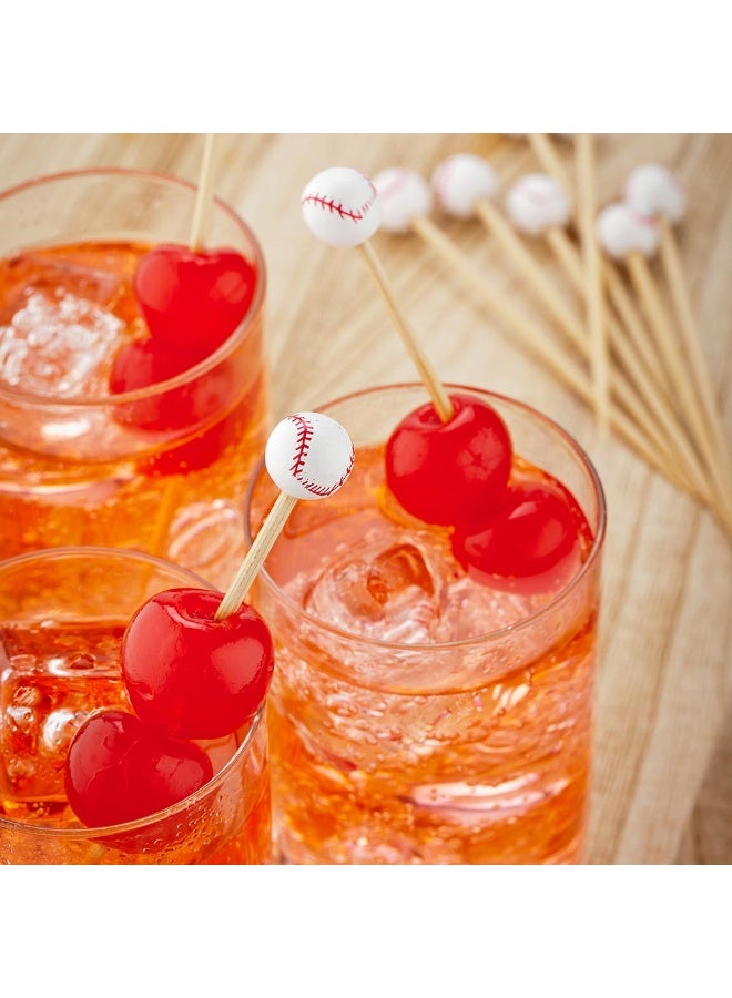 Restaurantware 4 Inch Baseball Cocktail Picks, 1000 Sturdy Food Picks - Hand-Painted, White And Red Bamboo Wood Skewers, For Sports Themed Parties And Events, Birthday, Restaurant  - Image 3