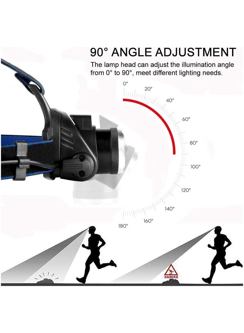 ارواق مصباح أمامي فائق السطوع IPX4 مقاوم للماء قابل للتكبير مع 4 أوضاع وعصابة رأس قابلة للتعديل، ضوء قبعة صلبة مثالي للتخييم والمشي لمسافات طويلة وفي الهواء الطلق والصيد والجري - Image 3