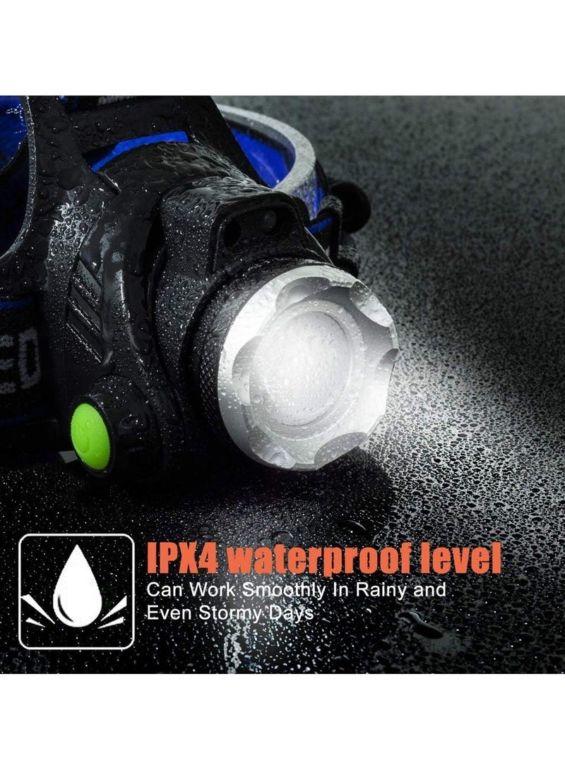 ارواق مصباح أمامي فائق السطوع IPX4 مقاوم للماء قابل للتكبير مع 4 أوضاع وعصابة رأس قابلة للتعديل، ضوء قبعة صلبة مثالي للتخييم والمشي لمسافات طويلة وفي الهواء الطلق والصيد والجري - Image 4