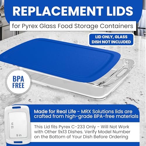 MRX Solutions Replacement Lid fits Pyrex 9x13 C233 Easy Grab Glass Casserole Baking Dish Container with Cut-Out Handles, for 3-Quart Model C-233-PC (Blue) - Image 5