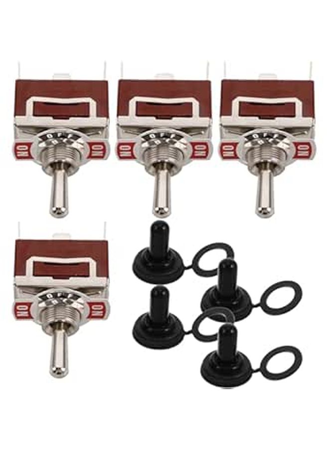 4 Pcs 3 Pin 3 Position Momentary Toggle Switch with Waterproof Caps for Automotive Boat Marine Use - Image 1