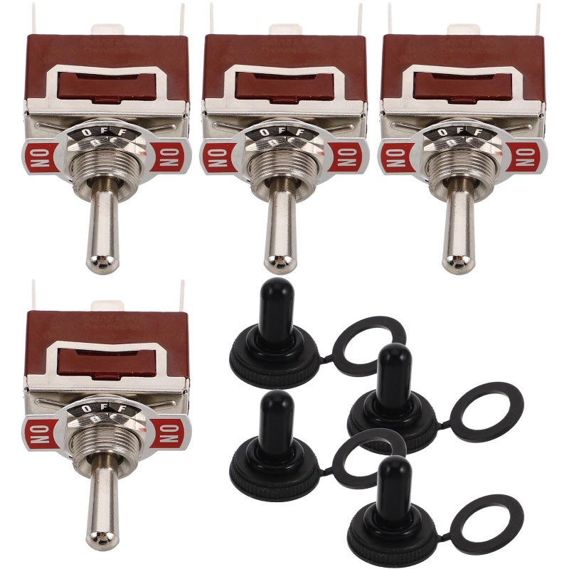 4 Pcs 3 Pin 3 Position Momentary Toggle Switch with Waterproof Caps for Automotive Boat Marine Use - Image 2