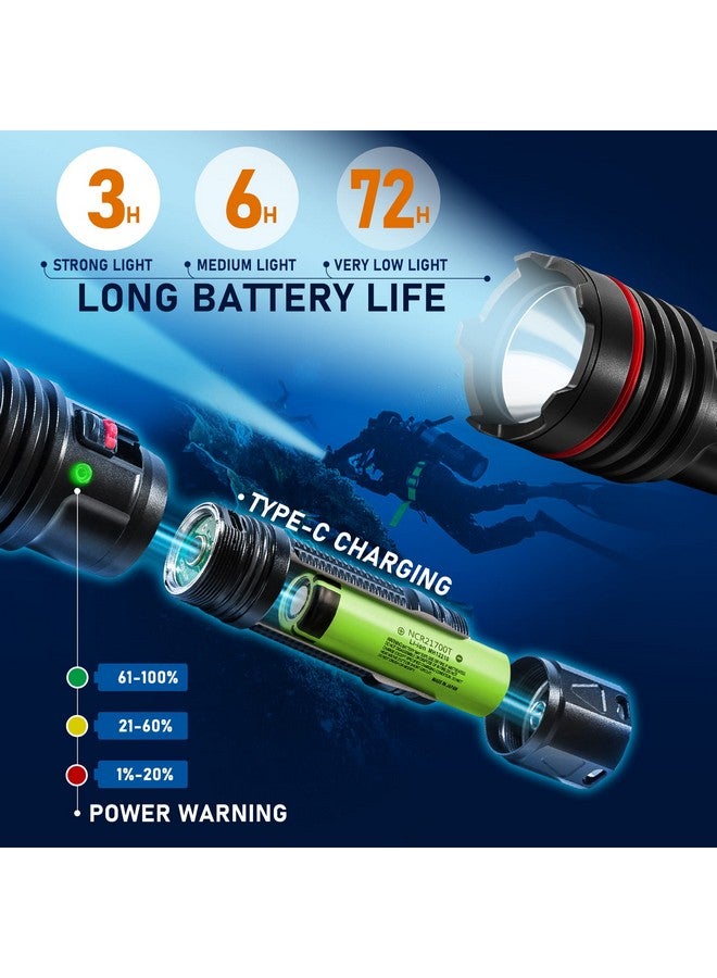 LetonPower Diving Flashlight,Letonpower 2000Lumens Dive Light,100M Waterproof,Dive Lights Scuba Diving,With Typec Charging Underwater Flashlight For Professional Outdoor Underwater Sports - Image 5