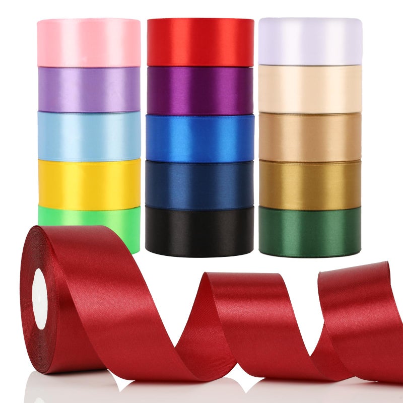 NESCCI 16 Colors 400 Yards Ribbon,1-1/2 Inch Satin Ribbon,Single Face Satin Ribbons, Perfect for Gift Wrapping, Wedding Decoration,Handmade Bows,Wrapping Bouquet and More - Image 1