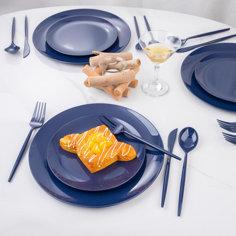 Supernal 180pcs Blue Plastic Silverware Plastic Silverware Heavy Duty Blue Party Plastic Cutlery Blue Plastic Forks Include 60 Blue Forks 60 Blue Knvies 60 Blue Spoons for Wedding Party or Daily Using - Image 2
