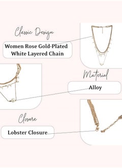 Just Peachy Just Peachy Women’s Rose Gold-Plated & White Layered Chain Necklace by Just Peachy – Elegant Multi-Layer Design – High-Quality Finish – Adjustable Length – Perfect for Any Occasion  - Image 4