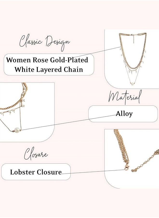 Just Peachy Just Peachy Women’s Rose Gold-Plated & White Layered Chain Necklace by Just Peachy – Elegant Multi-Layer Design – High-Quality Finish – Adjustable Length – Perfect for Any Occasion  - Image 4