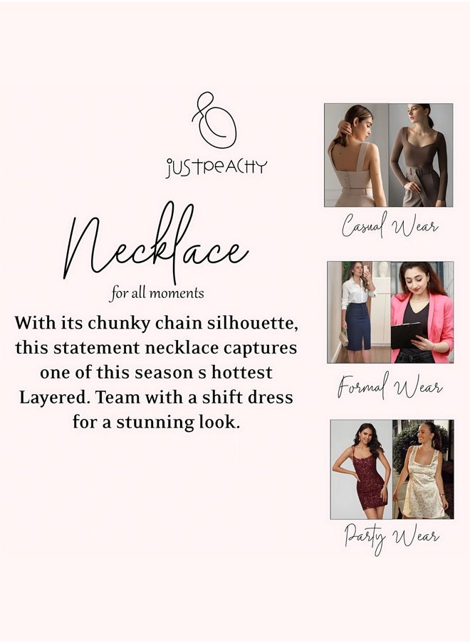 Just Peachy Just Peachy Women’s Rose Gold-Plated & White Layered Chain Necklace by Just Peachy – Elegant Multi-Layer Design – High-Quality Finish – Adjustable Length – Perfect for Any Occasion  - Image 5