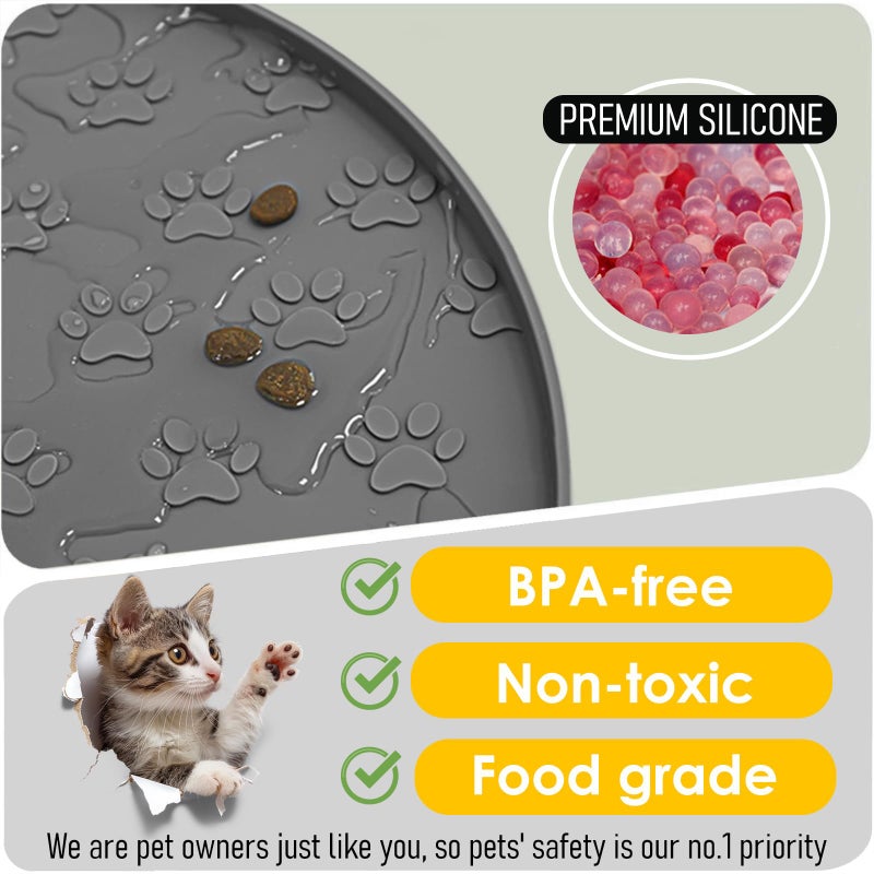 AVYDIIF Pet Feeding Mats for Food and Water, Waterproof Anti-Slip Placemats for Dog Cat Bowl, 1 Pack Silicone Pet Food Mat, Dishwasher Safe 10.9 Ã— 10.9 (1 Pack, Grey) - Image 3