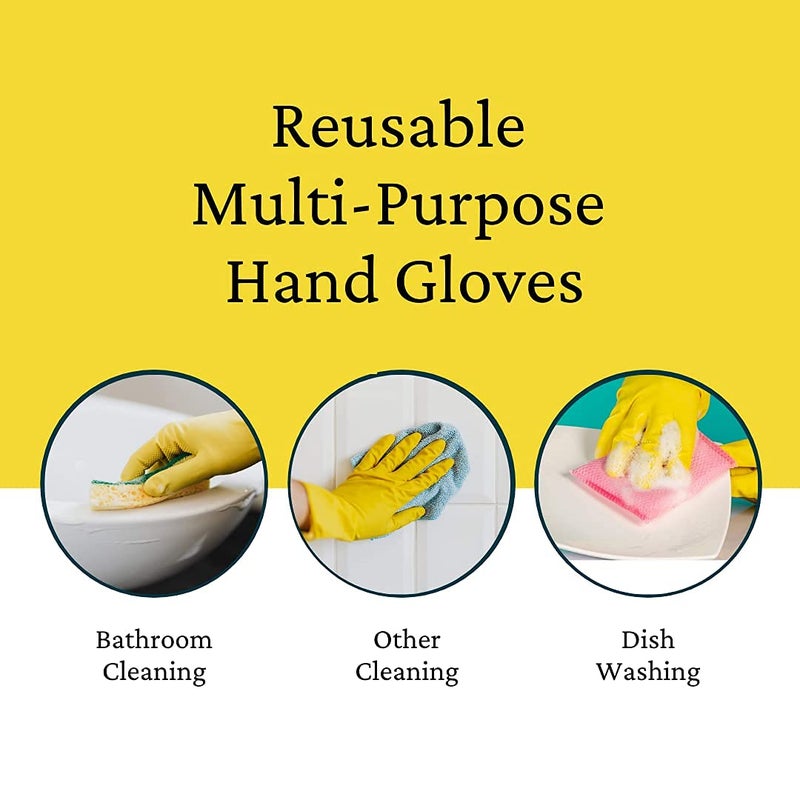 Sulfar Reusable 100% Natural Latex Rubber Dish Washing Gloves, Cleaning Gloves, Pet Grooming, Gardening, Great for Washing Dish, Kitchen, Car and Bathroom (Large, Yellow, 1 Pair) - Image 5