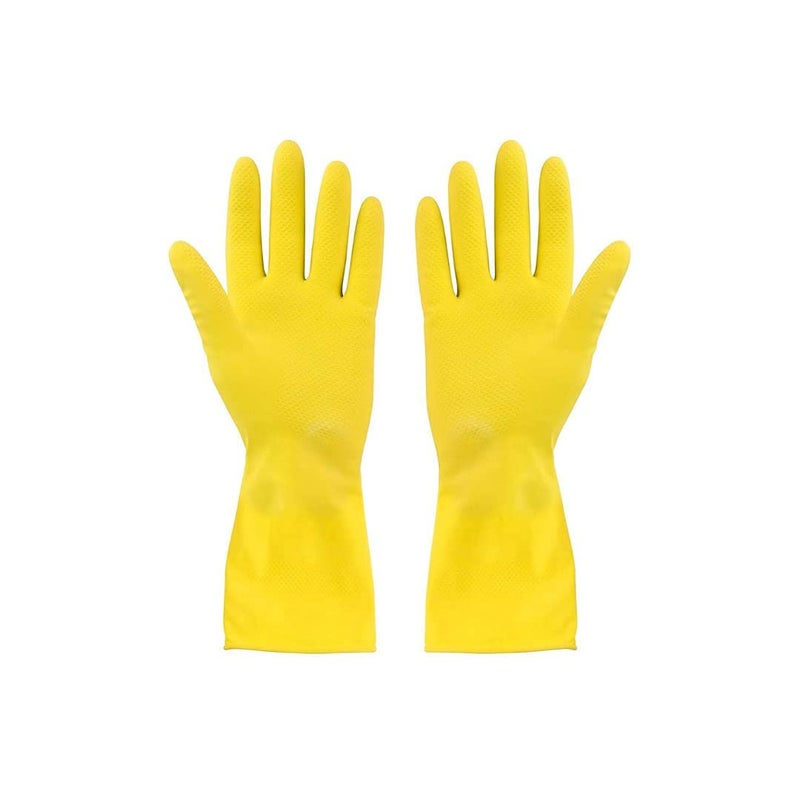 Sulfar Reusable 100% Natural Latex Rubber Dish Washing Gloves, Cleaning Gloves, Pet Grooming, Gardening, Great for Washing Dish, Kitchen, Car and Bathroom (Large, Yellow, 1 Pair) - Image 1