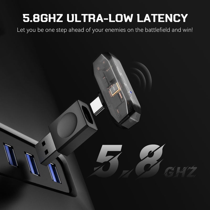 EKSA E900X 5.8G Wireless Gaming Headset with Micphone for PC PS4, PS5, Computer, Laptop - Dual Mic ENC Call Noise Cancelling Headphones - 7.1 Srround Sound - Over Ear Headphones for TV, Music, Meeting - Image 2